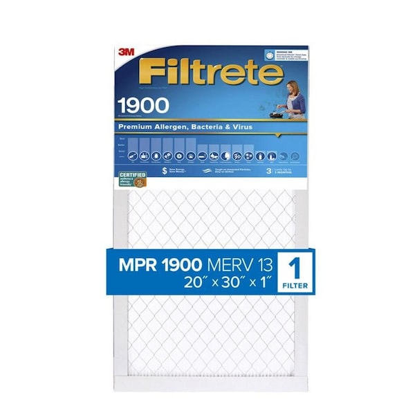 Scotch 30x20x1 Premium Allergen, Bacteria & Virus Pleated Air Filter, MERV 13 UT22-4 - main